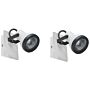 Set Of 2 Wall Lamps White And Black Metal 1-light Swing Arm Cone Shade Spotlight Design