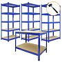 Q-rax 3 X 120cm & 2 X 90cm Blue Metal Racking Units