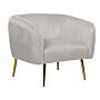 Armchair Light Grey Velvet Golden Metal Frame Round Back