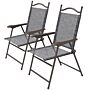 Outsunny 2 Pieces Folding Patio Camping Chairs Set, Sports Chairs For Adults With Armrest, Mesh Fabric Seat For Lawn