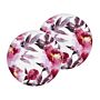 Set Of 2 Garden Cushions White And Pink Polyester Floral Pattern ⌀ 40 Cm Round Modern Outdoor Patio Water Resistant