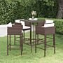 Vidaxl 5 Piece Garden Bar Set With Cushions Poly Rattan Brown