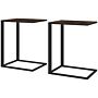 Homcom C-shaped Side Table, Sofa End Table With Metal Frame, Accent Couch Table, Set Of 2, Brown And Black