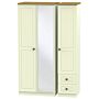 Warwick Triple Mirror + Drawer Wardrobe In Cream Ash & Modern Oak