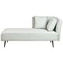 Chaise Lounge Mint Green Right Hand Polyester Fabric Upholstery With Decorative Cushions Metal Legs