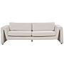 3 Seater Sofa Light Beige Velvet Upholstered Accent Armrests Cushioned Backrest