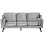 Sofa Light Grey 3 Seater Velvet Wooden Legs Classic