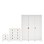 Barcelona 3 Piece Bundle, Bedside, Chest And 3 Door Wardrobe In White