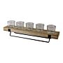 5 Piece Glass, Wood & Metal Tealight Holder