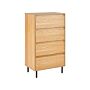 Chest Of Drawers Light Wood Sideboard Metal Black Legs 60 X 40 X 104 Cm With 4 Drawers Storage Cabinet