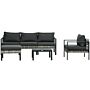 Outsunny 6 Pieces Patio Furniture Set With Sofa, Armchair, Stool, Metal Table, Cushions, Charcoal Grey