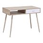 Office Desk Light Wood And White 100 X 48 Cm Drawer Shelf