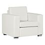 Armchair Club Chair White Split Leather Upholstery Chromed Legs