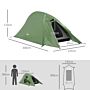 Outsunny Double Layer Camping Tent, 1-2 Man Backpacking Tent With Carry Bag, 2000mm Waterproof And Lightweight, Green