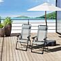 Outsunny Set Of 2 Portable Folding Recliner Chair Outdoor Patio Chaise Lounge Chair With Adjustable Backrest, Grey