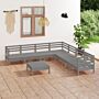 Vidaxl 8 Piece Garden Lounge Set Solid Wood Pine Grey