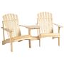 Outsunny Wooden Outdoor Double Adirondack Chairs Loveseat W/ Center Table And Umbrella Hole Natural