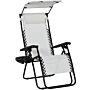 Outsunny Zero Gravity Garden Deck Folding Chair Patio Sun Lounger Reclining Seat With Cup Holder & Canopy Shade - White