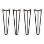 4 X 16" Hairpin Legs - 3 Prong - 12mm - Raw Steel