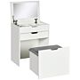 Homcom Dressing Table With Flip-up Mirror And Storage Stool, Vanity Table With Drawer And Hidden Compartments, White