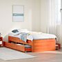 Vidaxl Bed Frame Without Mattress With Drawers Wax Brown 90x200 Cm Solid Wood Pine