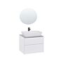 Bathroom Vanity Set White Mdf With Ceramic Basin Wall Mount 2 Drawers Cabinet Round Led Illuminated Mirror Beliani