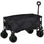 Outsunny Outdoor Folding Garden Trolley On Wheels, Capming Cargo Wagon Cart Trailer W/ Handle, Wheels For Beach Garden, Black