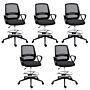 Vinsetto Ergonomic Mesh Back Draughtsman Chairs Tall Office Chair With Adjustable Height And Footrest 360° Swivel, Set Of 5