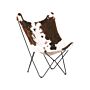 Armchair Brown With White Faux Fur Black Metal Hairpin Legs Butterfly Chair Cow Pattern