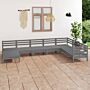 Vidaxl 8 Piece Garden Lounge Set Solid Wood Pine Grey