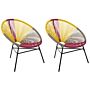 Set Of 2 Garden Chairs Multicolour Pe Rattan Papasan