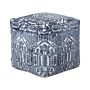 Pouffe Blue Polyester Viscose 45 X 45 X 45 Cm With Eps Filling Thick Cover Tufted Pattern