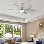 Homcom Reversible Ceiling Fan With Light, 6 Blades Indoor Modern Mount Led Lighting Fan With Remote Controller, Silver