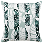 Set Of 2 Garden Cushions Green Polyester Leaf Striped Pattern 45 X 45 Cm Modern Outdoor Decoration Water Resistant