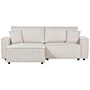 Right Hand Corner Sofa Bed Beige Fabric Polyester Upholstered 3 Seater L-shaped Bed With Cushions Sleeping Function