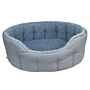 P&l Premium Oval Drop Fronted Bolster Style Heavy Duty Fleece Lined Softee Bed Grey/silver Grey Size Intermediate Internal L51cm X W41cm X H20cm