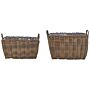 Set Of 2 Plant Baskets Brown Pe Rattan Planter Pots With Lining Use