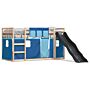 Vidaxl Bunk Bed With Slide And Curtains Blue 90x190 Cm