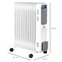 Homcom 2720w Oil Filled Radiator, Portable Electric Heater W/ 3 Heat Settings, Adjustable Thermostat, Safe Power-off, 11 Fins