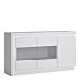 Lyon 3 Door Glazed Sideboard (including Led Lighting) In White And High Gloss