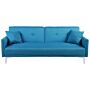 Sofa Bed Sea Blue 3 Seater Buttoned Seat Click Clack