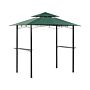 Gazebo Dark Green Fabric Black Steel 240 X 148 Cm Metal Frame Canopy With Hooks And Shelves Garden Pavilion