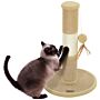 Pawhut Cat Scratching Post For Indoor Cats, 47cm Tall Cat Scratcher With Jute Sisal Rope, Hanging Toy Ball, Feather, Brown