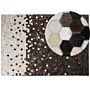 Area Rug Brown With Beige Leather 160 X 230 Cm Rustic Patchwork