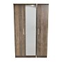 Contrast Triple Mirrored Wardrobe In Vintage Oak