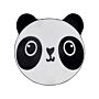 Kids Rug White And Black Polyester ⌀ 120 Cm Playroom Mat Animal Panda Print