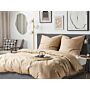 Duvet Cover And Pillowcase Set Sand Beige Striped Sateen Cotton 240 X 220 Cm