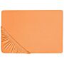 Fitted Sheet Orange Cotton 200 X 200 Cm Elastic Edging Solid Pattern