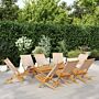 Vidaxl Folding Garden Chairs 8 Pcs Beige Fabric And Solid Wood