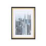 Framed Wall Art Blue And Grey Print Gold And Black Frame 30 X 40 Cm Skyscrapers City Passe-partout